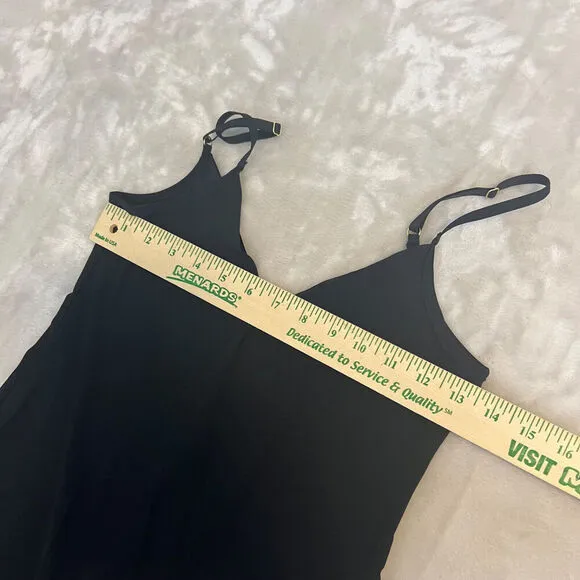 Commando Dress Womens S/M Black Slip Bodycon Lightweight Stretch Back Slit Long