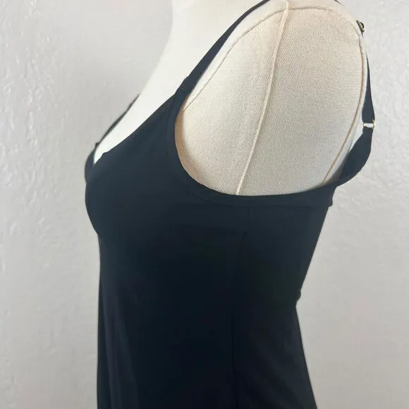 Commando Dress Womens S/M Black Slip Bodycon Lightweight Stretch Back Slit Long