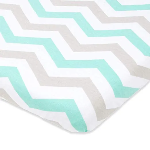 Cotton Jersey Fitted Playard Sheets, 2 Pack – Elephants & Chevron