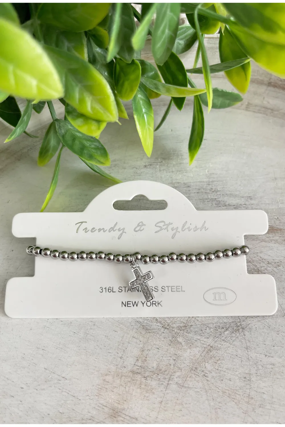 Cross Charm Stretch Bracelet
