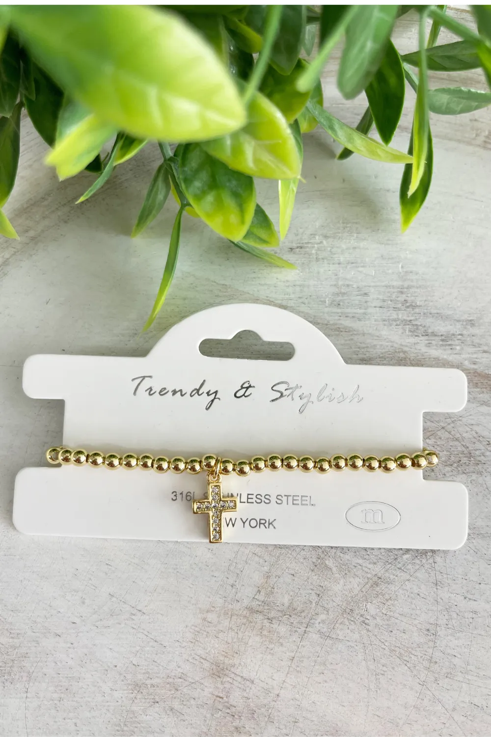 Cross Charm Stretch Bracelet