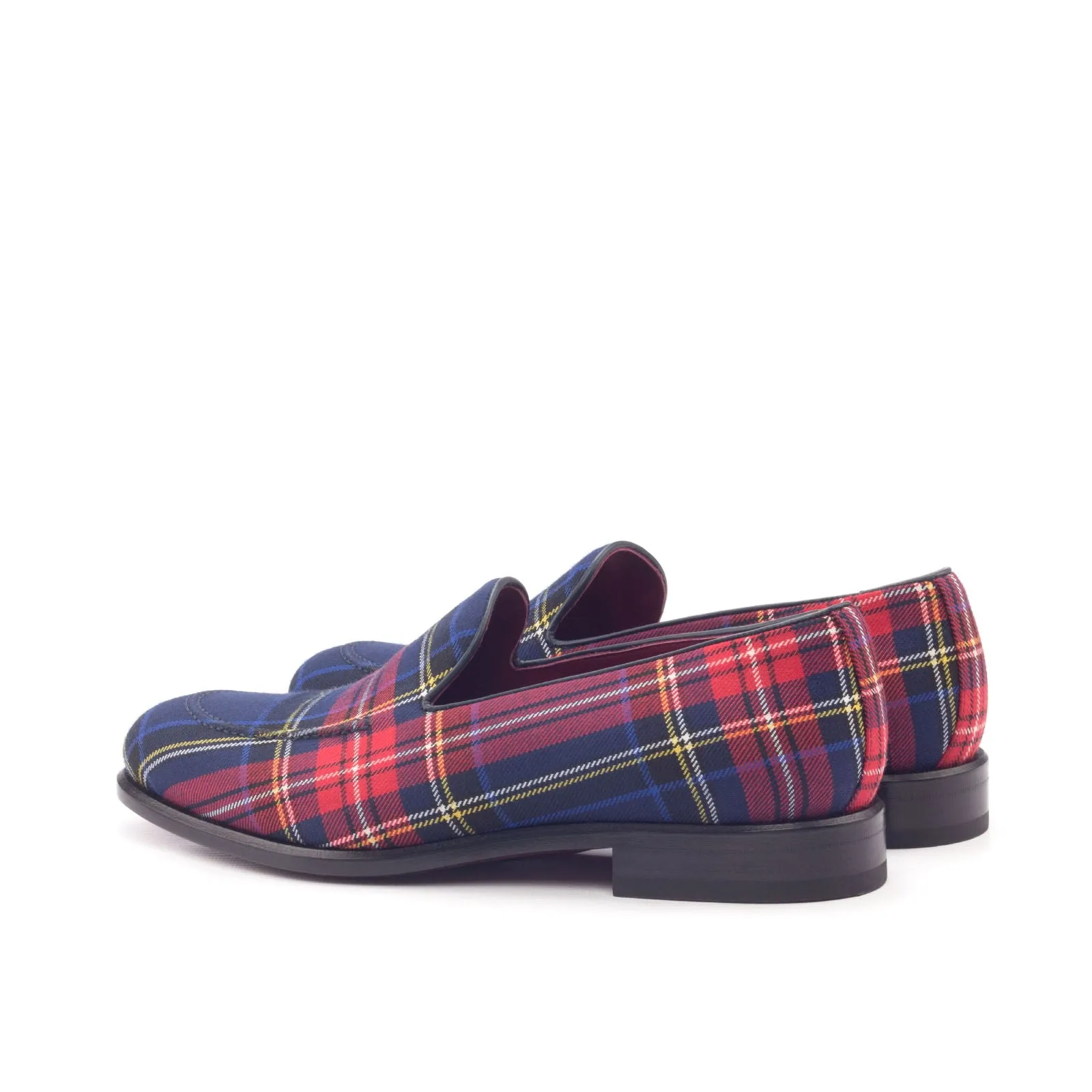 DapperFam Luciano in Tartan / Navy Men's Sartorial & Italian Leather Loafer