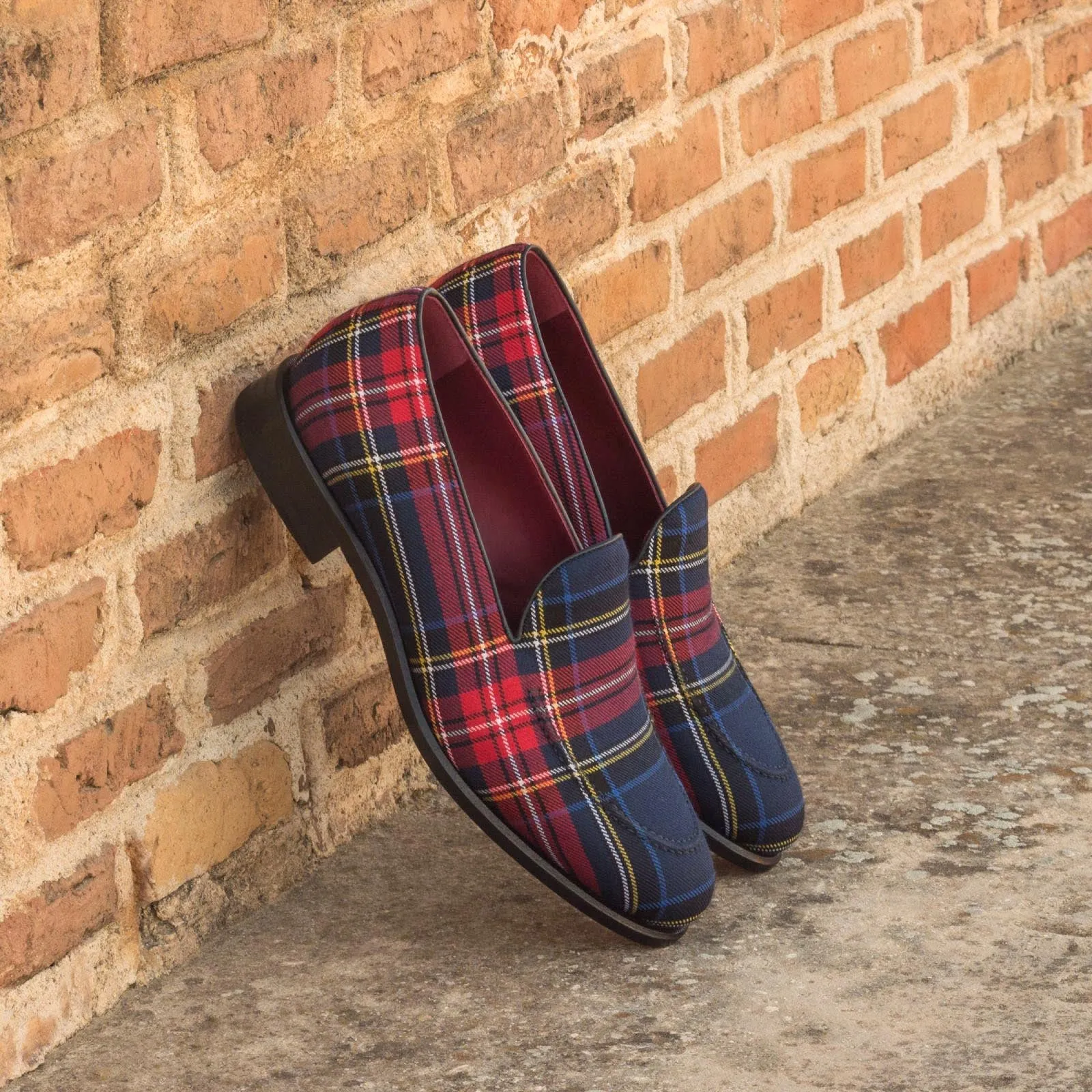 DapperFam Luciano in Tartan / Navy Men's Sartorial & Italian Leather Loafer