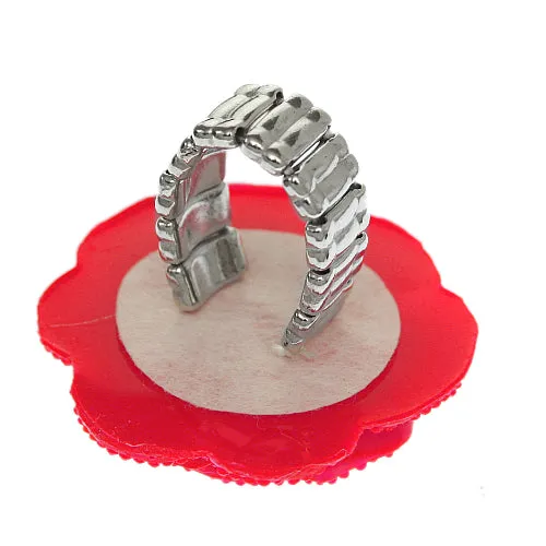 Dark Pink Large Glitter Flower Stretch Ring