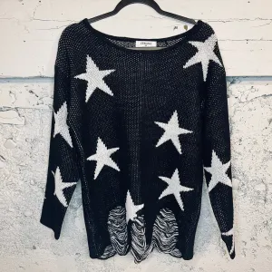 Distressed Star Sweater
