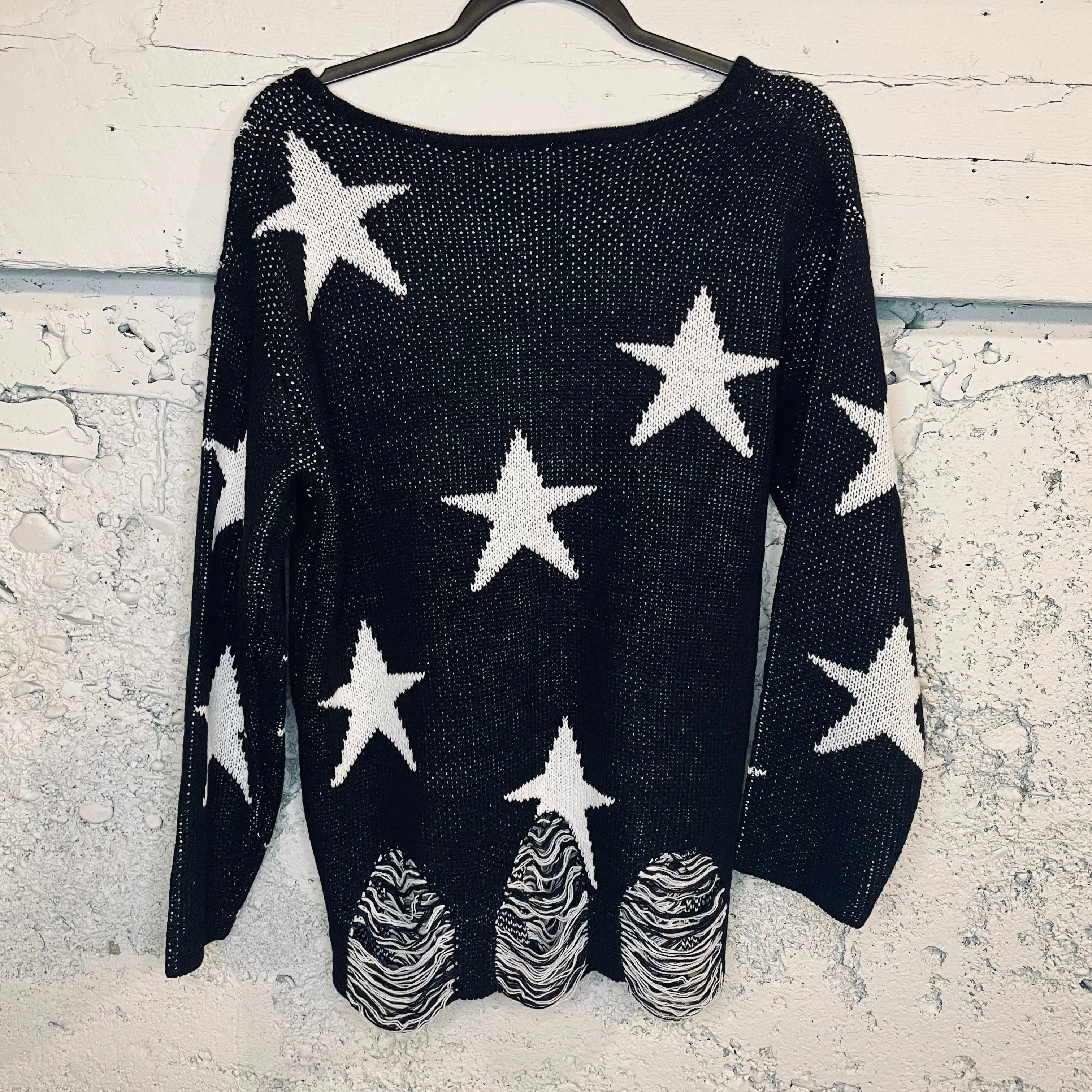 Distressed Star Sweater