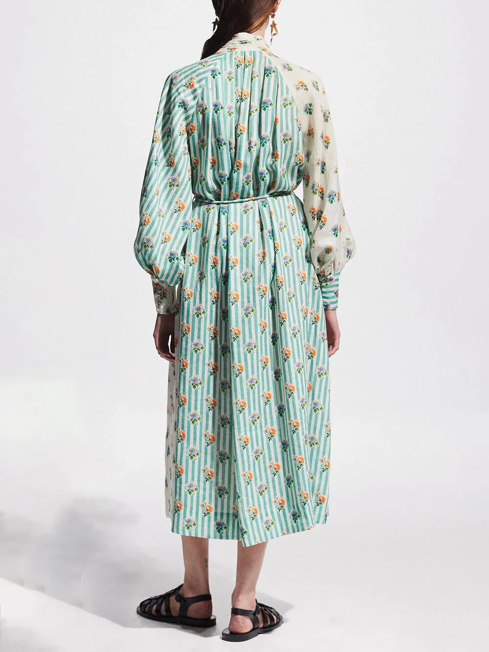 Elegant Puff Sleeve Charming Printed Shirt Dress