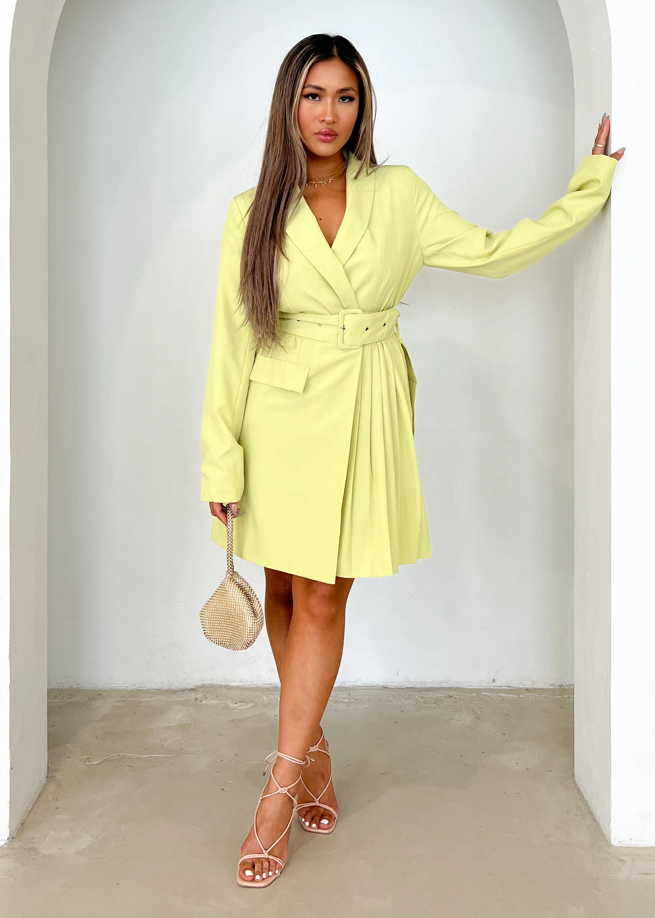 Elizah Blazer Dress - Lime