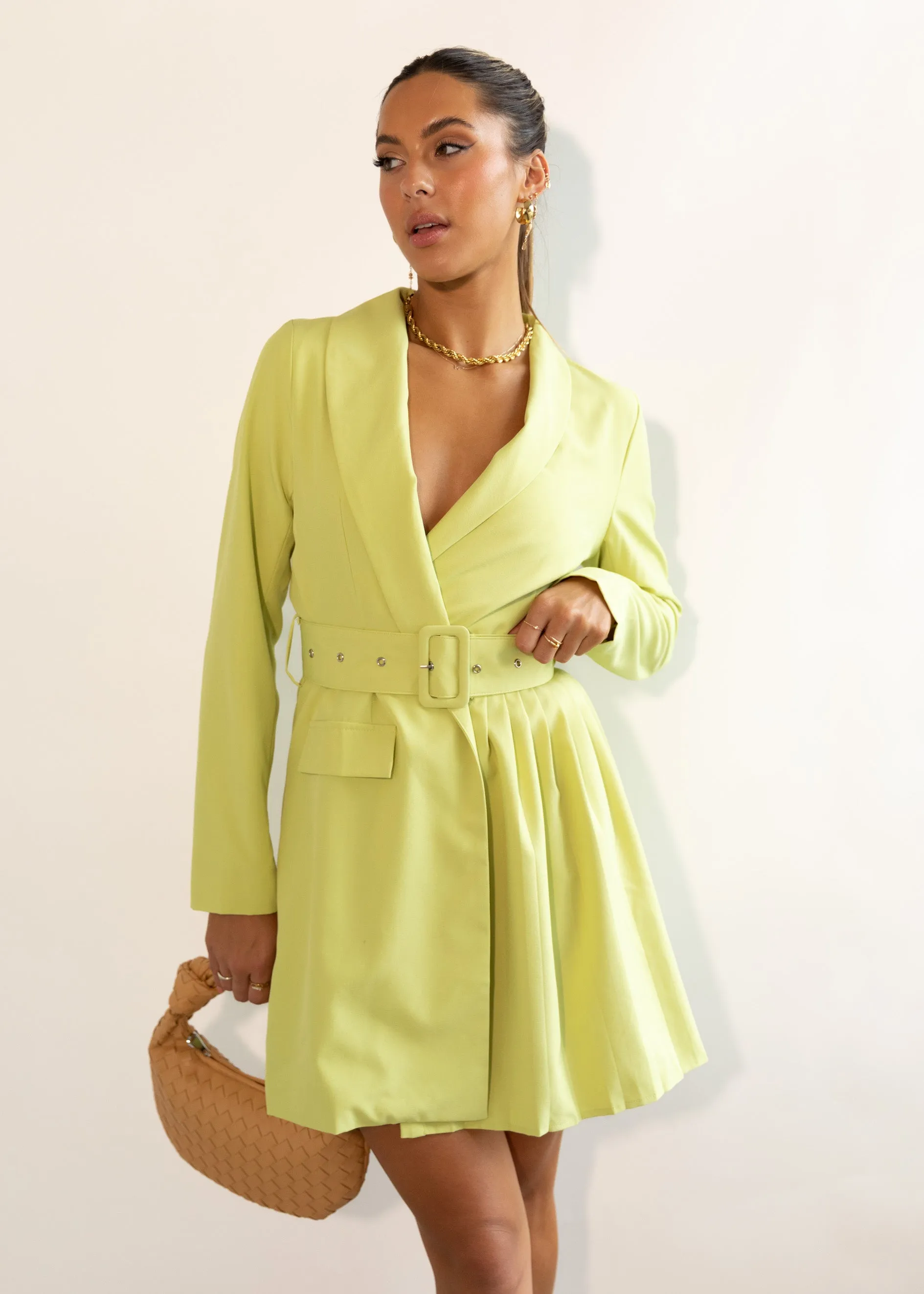 Elizah Blazer Dress - Lime