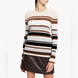 EUC Theory Textured Mutilcolor Striped Ribbed Sweater Size Petite