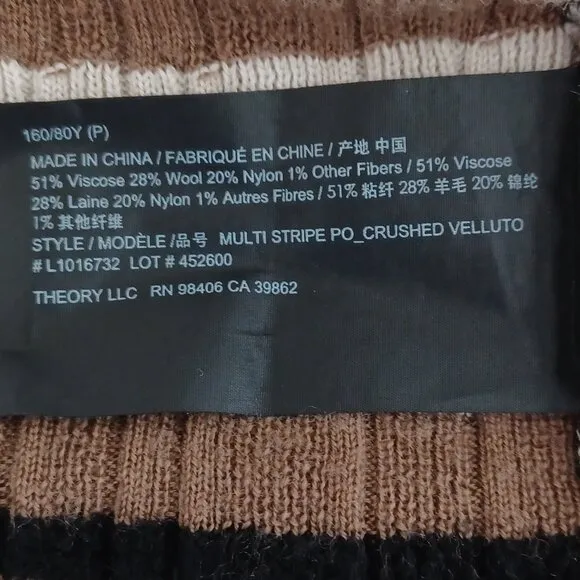 EUC Theory Textured Mutilcolor Striped Ribbed Sweater Size Petite