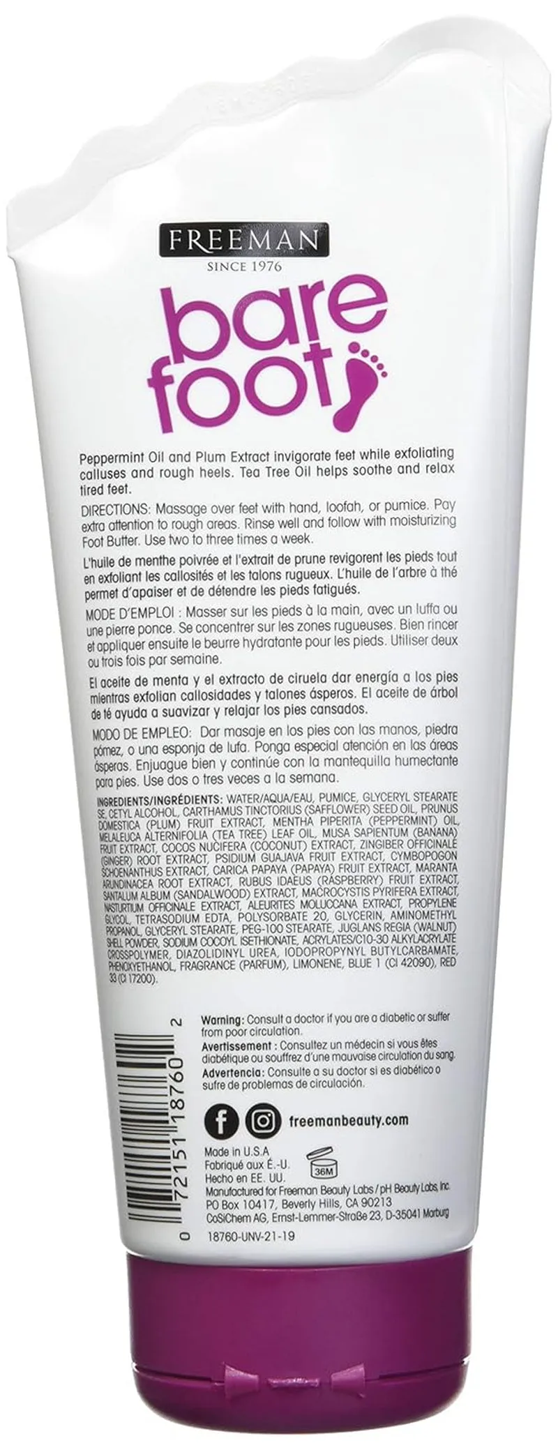 Exfoliating Foot Scrub Peppermint and Plum 5.3 Oz