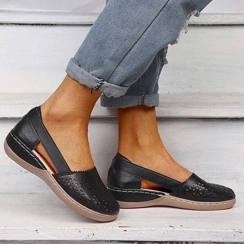 Fanyil Women Wedges Orthopedic Hollow Out Vintage Sandals