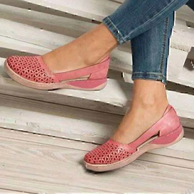 Fanyil Women Wedges Orthopedic Hollow Out Vintage Sandals