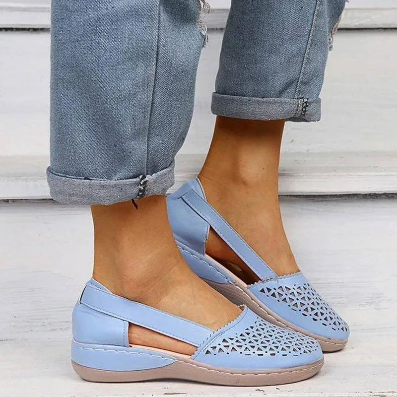 Fanyil Women Wedges Orthopedic Hollow Out Vintage Sandals
