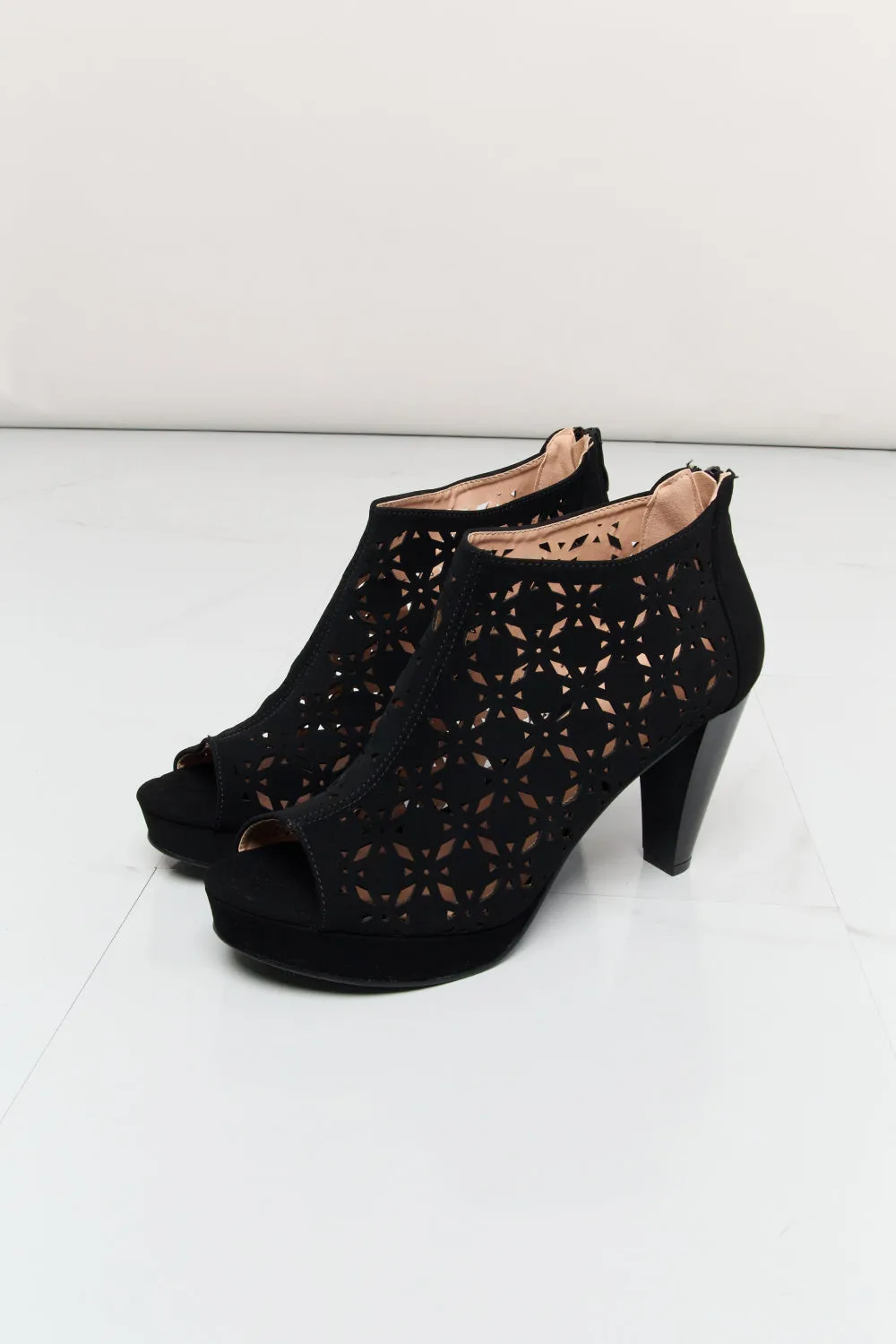 Forever Link Peep Toe Ankle Boots in Black
