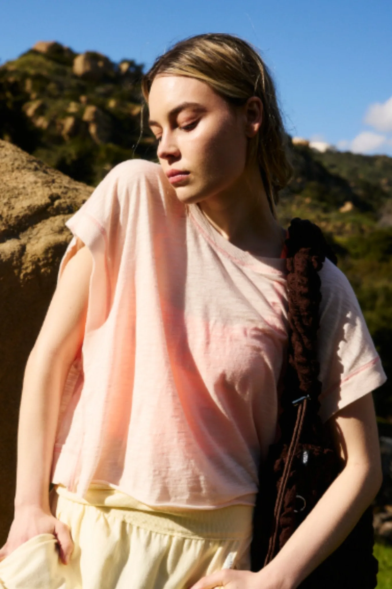Free People: My Time Tee in Bleached Coral