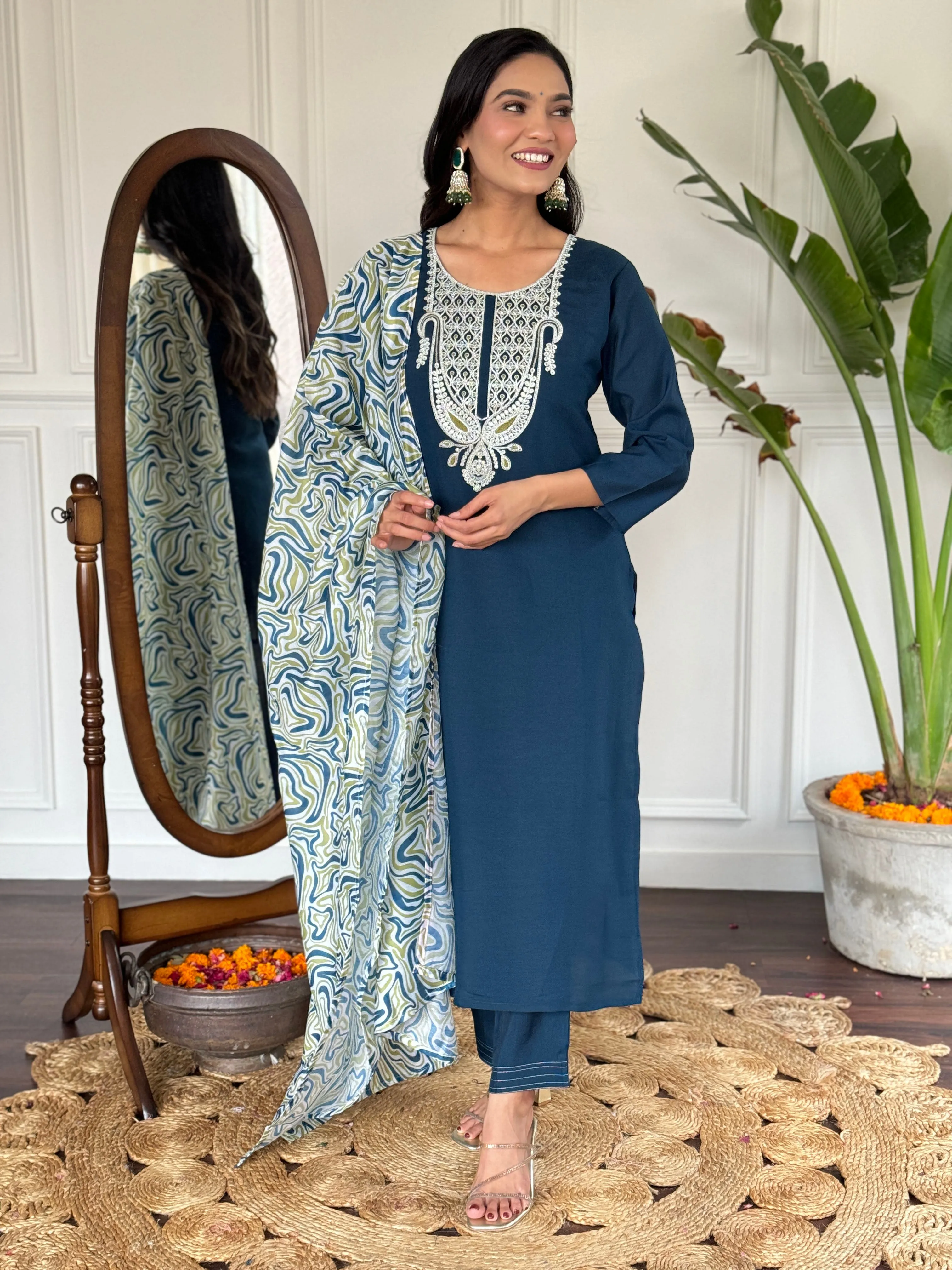FRILLFIT : Premium embroidered kurti set