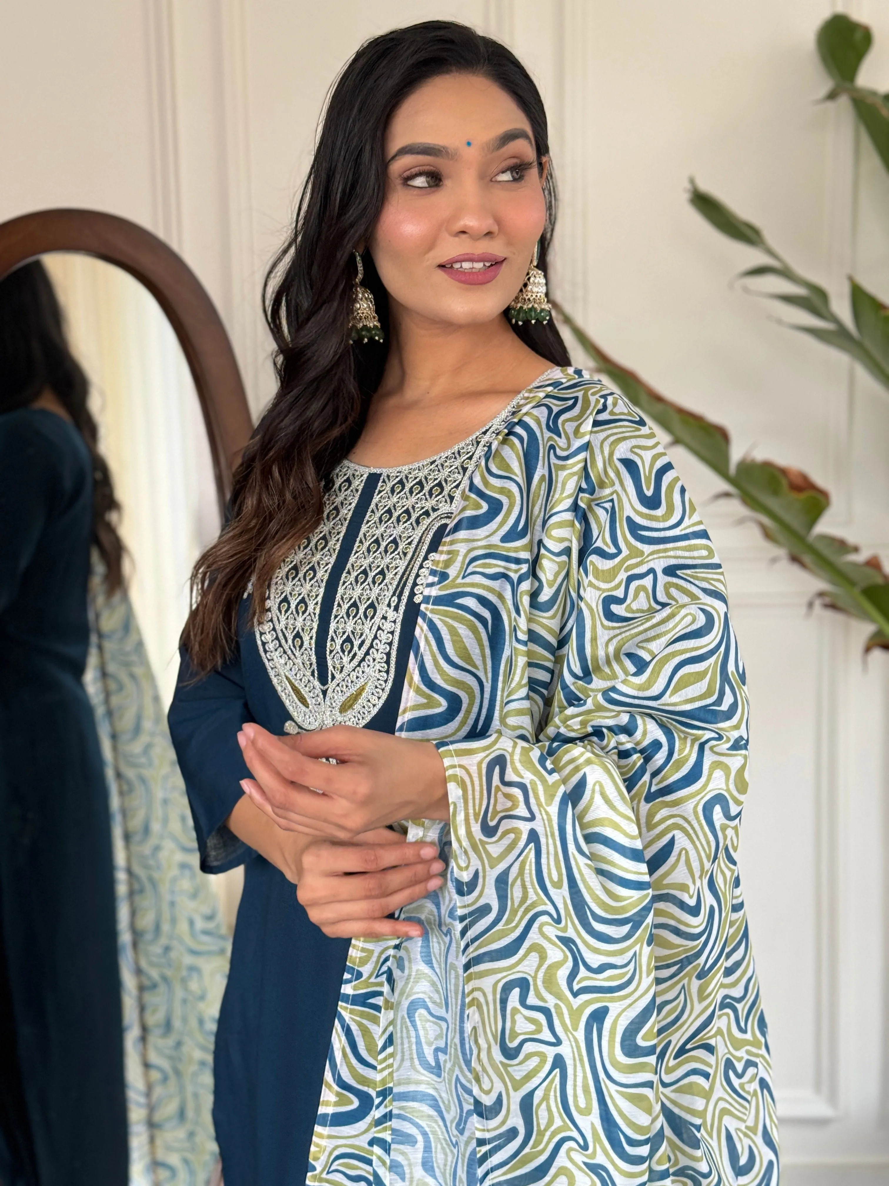 FRILLFIT : Premium embroidered kurti set