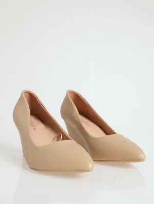 Full Closed Wedge Court Heel - Taupe