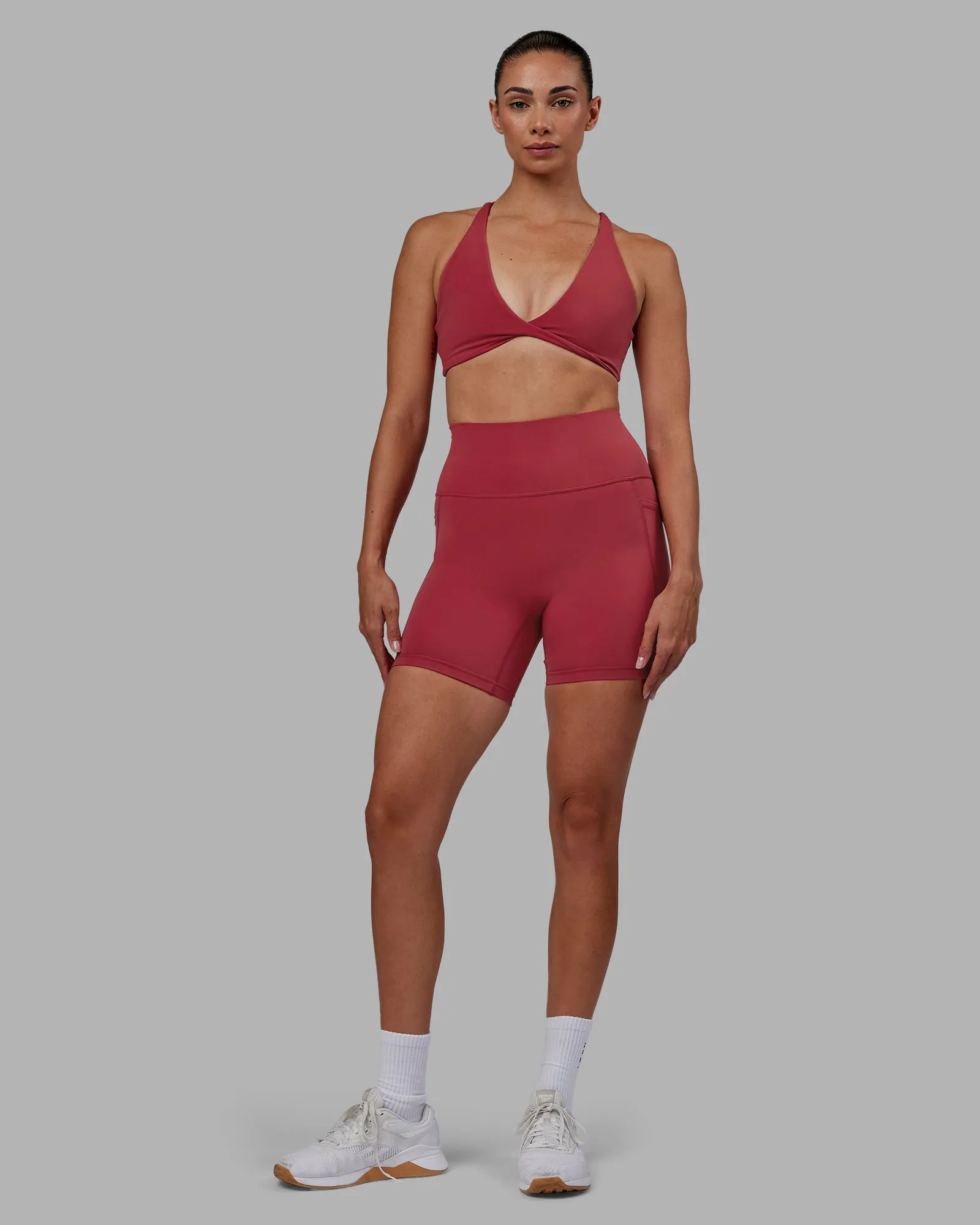 Fusion Mid Short Tights with Pockets - Claret