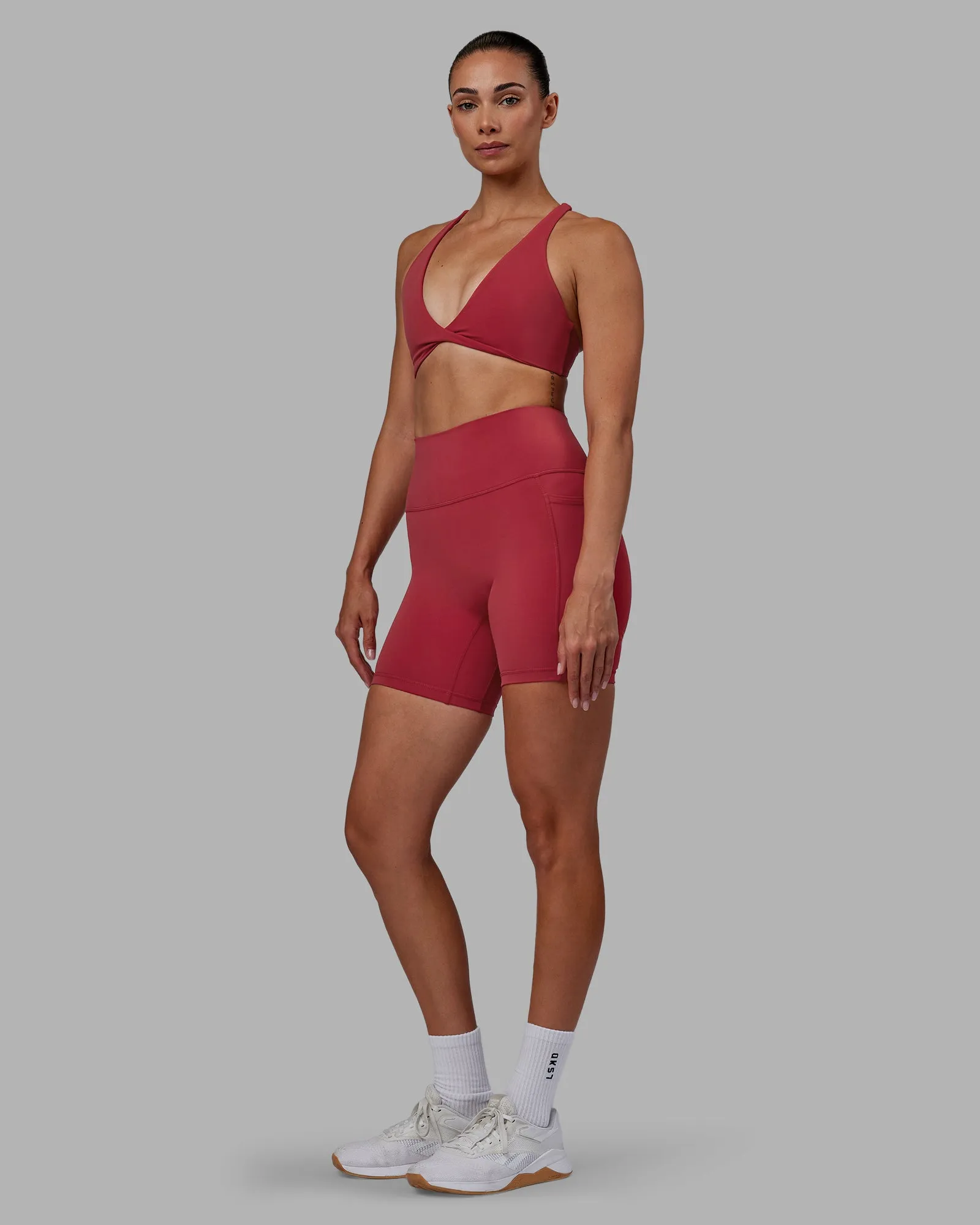 Fusion Mid Short Tights with Pockets - Claret