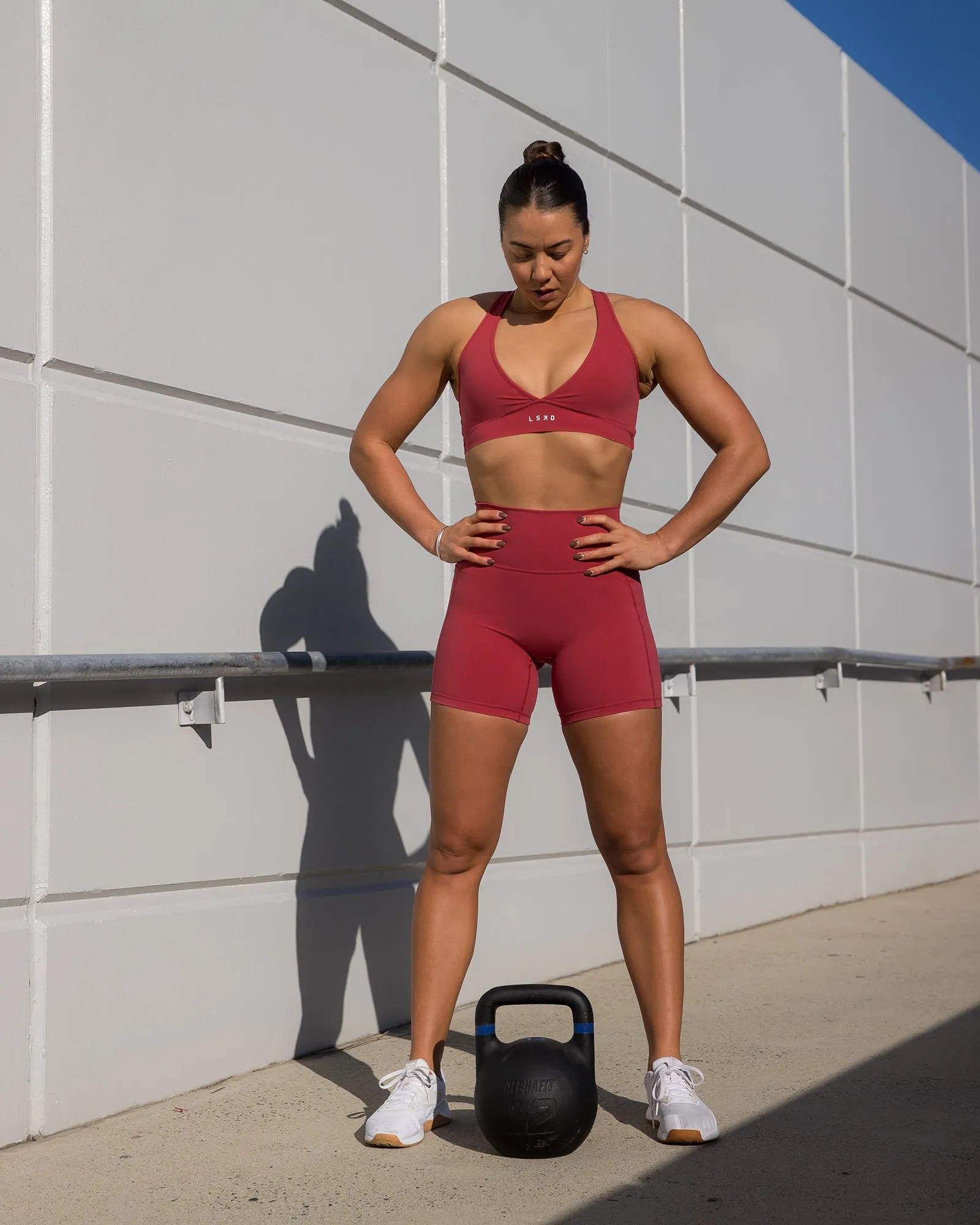 Fusion Mid Short Tights with Pockets - Claret