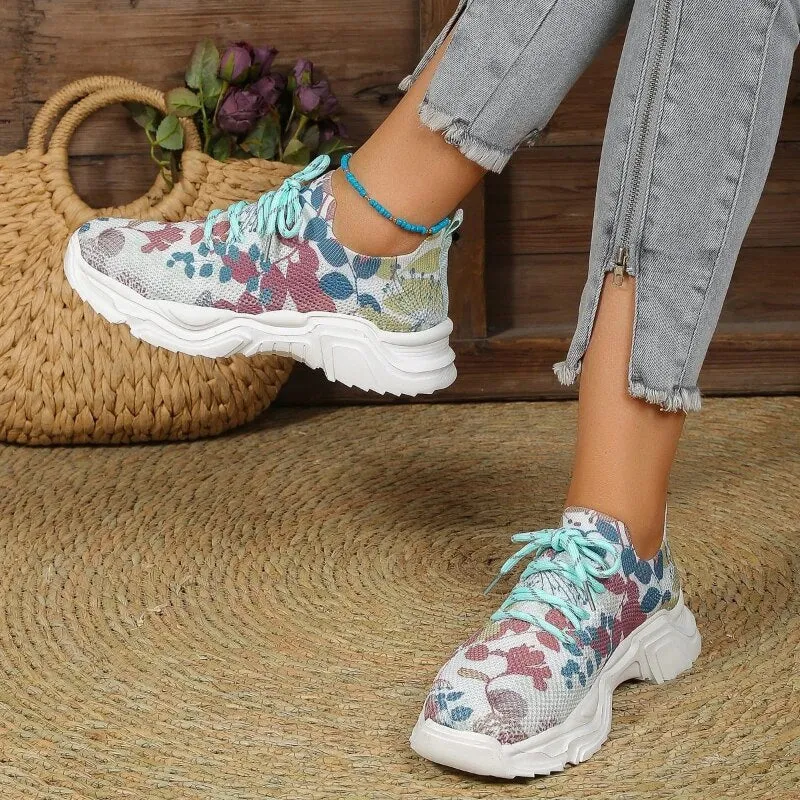 GS Sneakers | Casual mesh sneakers met ergonomische zool en bloem details voor dames