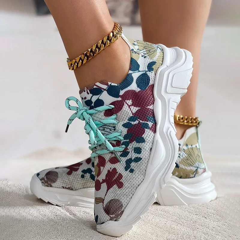 GS Sneakers | Casual mesh sneakers met ergonomische zool en bloem details voor dames