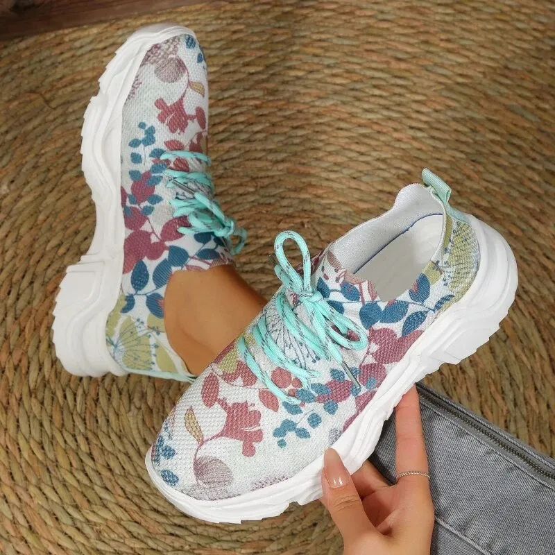 GS Sneakers | Casual mesh sneakers met ergonomische zool en bloem details voor dames