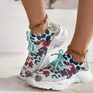 GS Sneakers | Casual mesh sneakers met ergonomische zool en bloem details voor dames