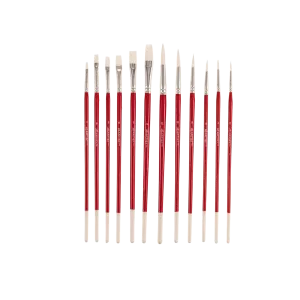 Hello, Artist! 12PC Long Handle Brush Set, Flats & Rounds