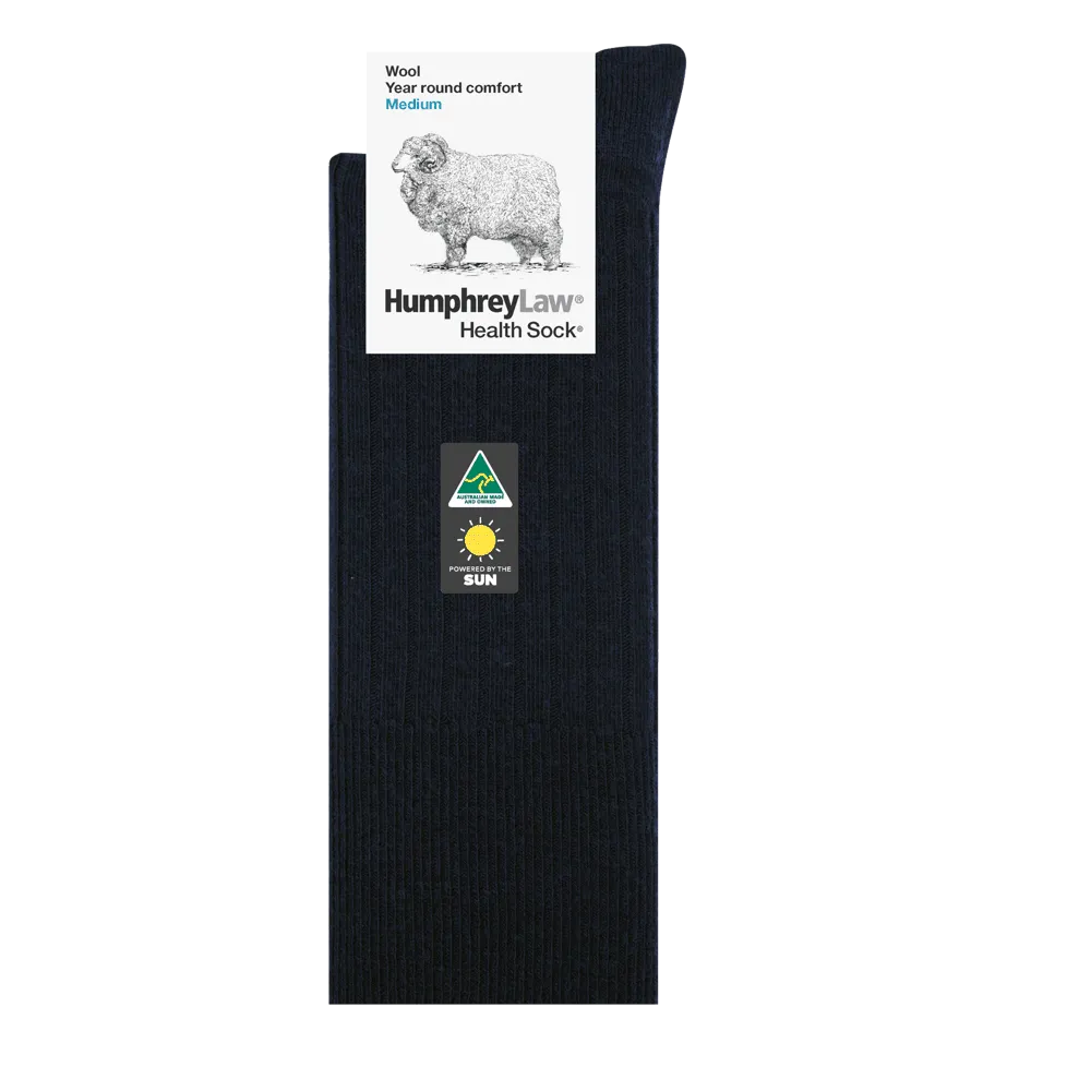 Humphrey Law - 95% Wool Health Socks - Navy | Charcoal |  Antelope | Black - Large