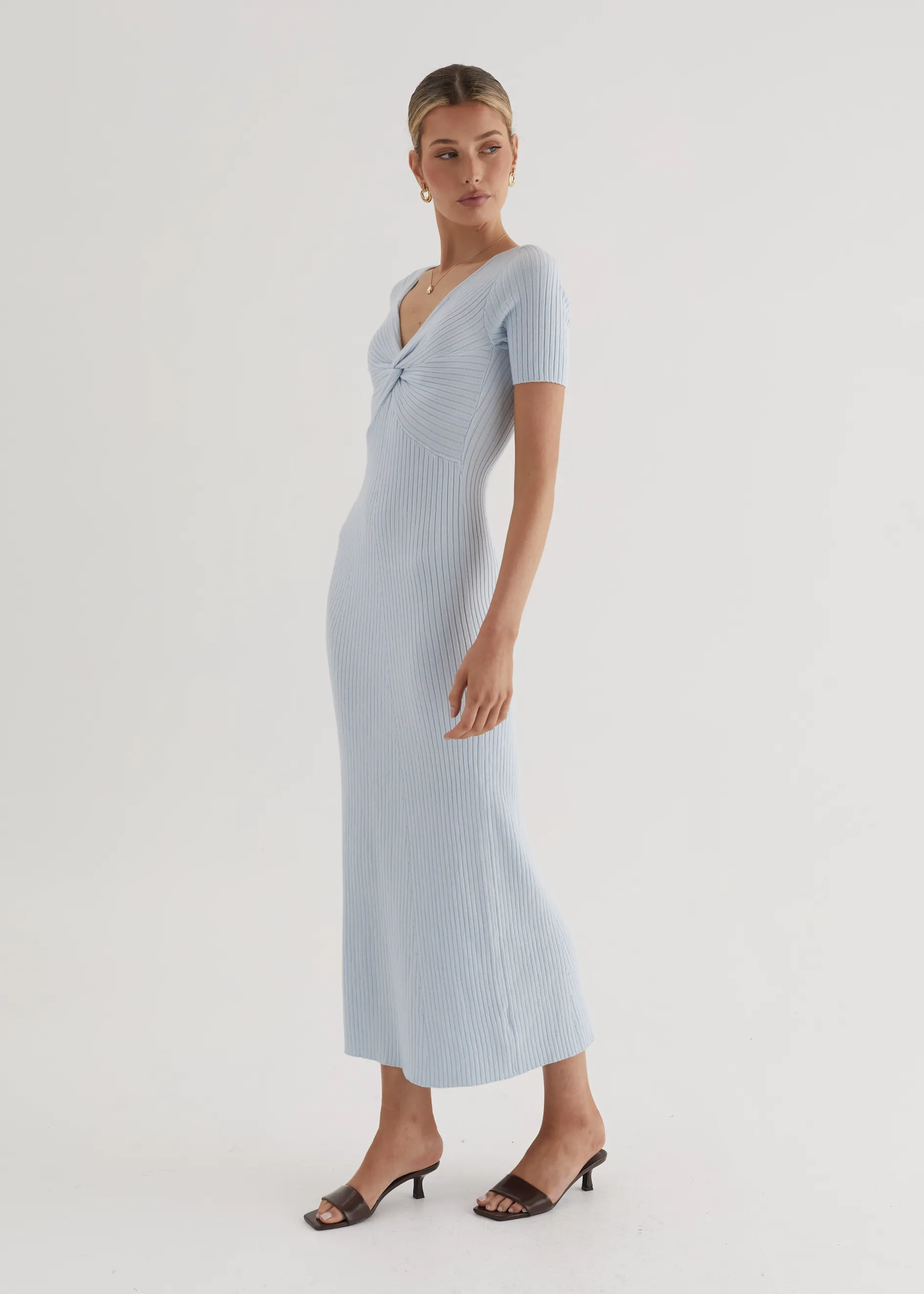 Jayden Knit Midi Dress - Powder Blue