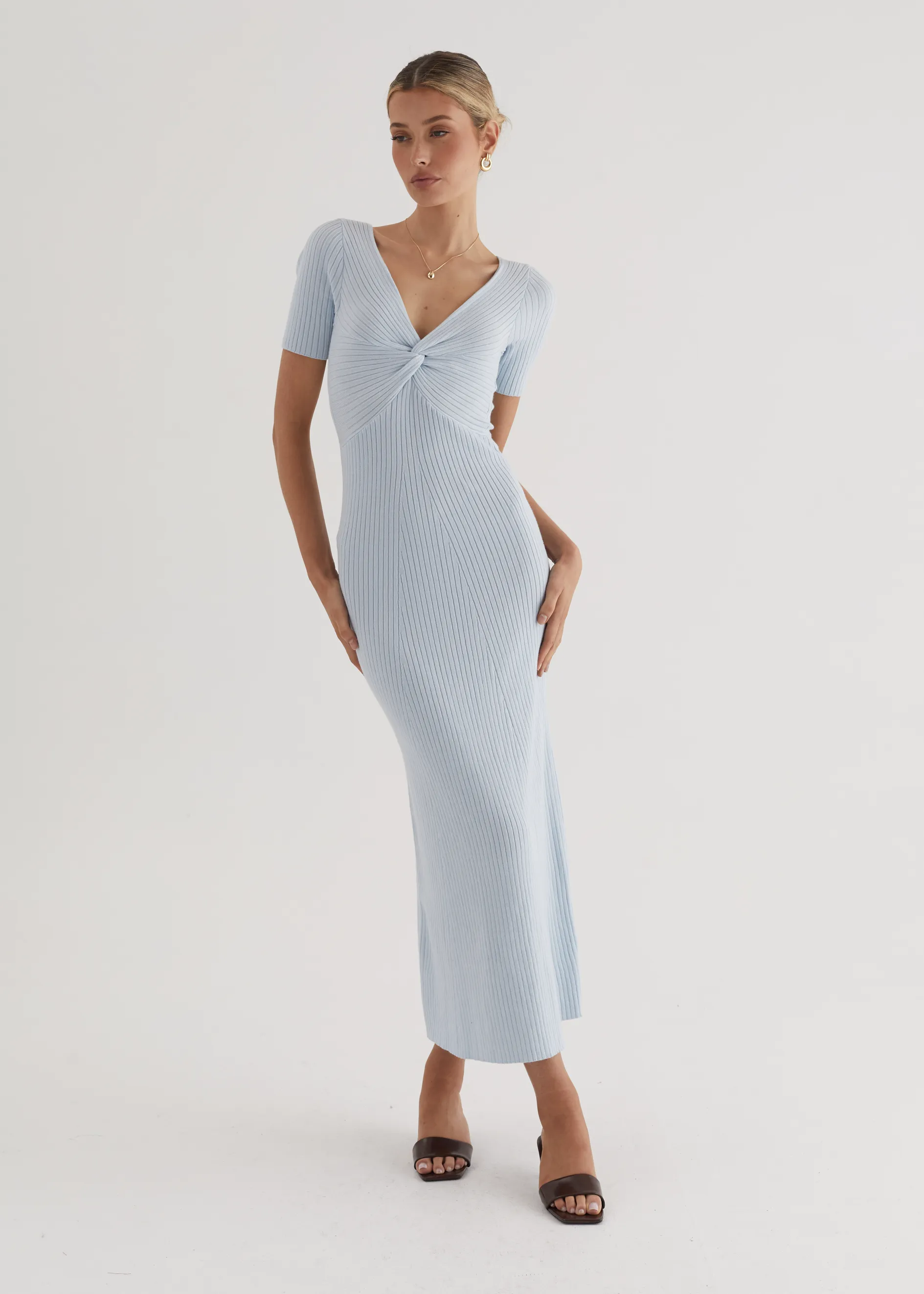 Jayden Knit Midi Dress - Powder Blue