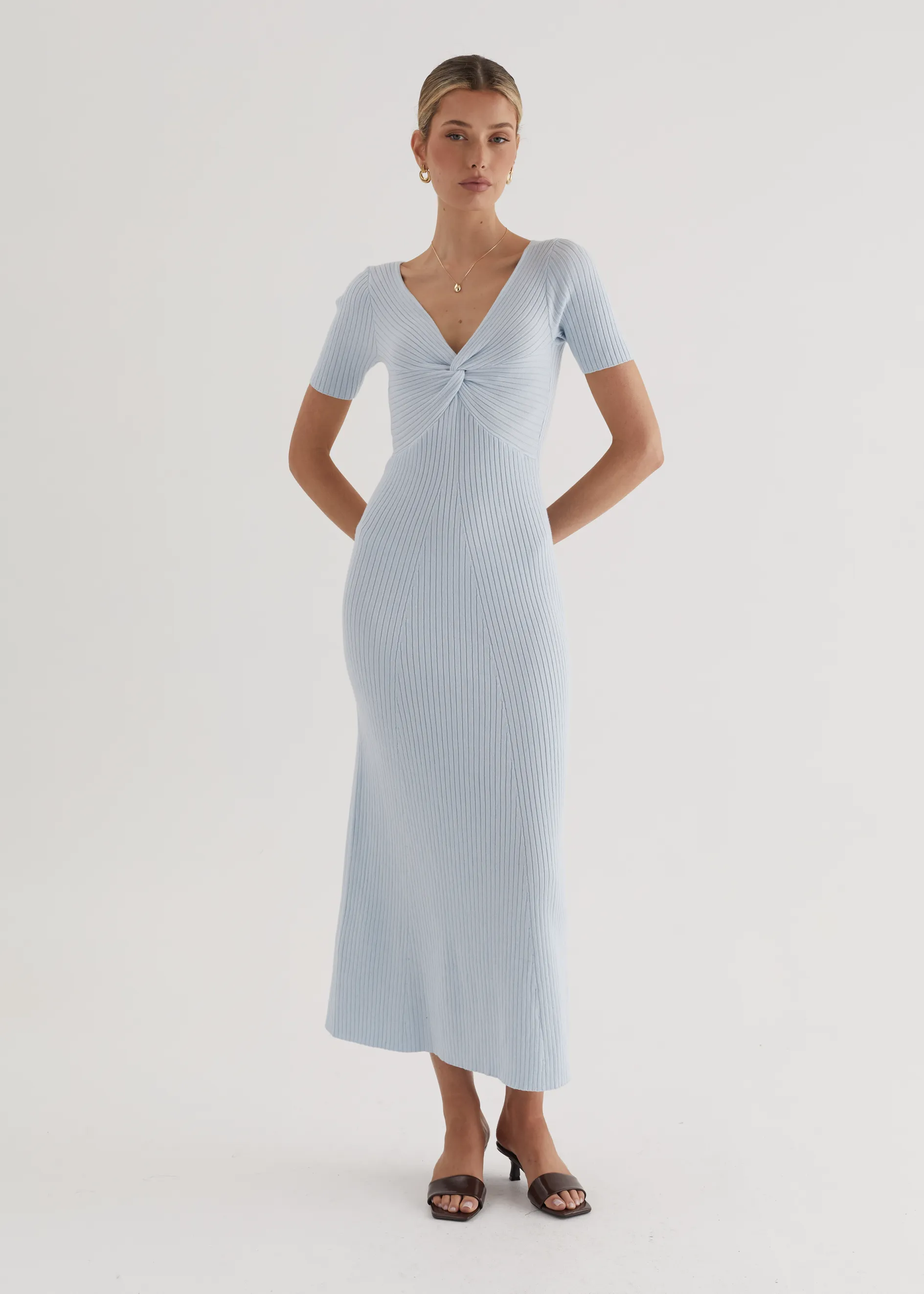 Jayden Knit Midi Dress - Powder Blue