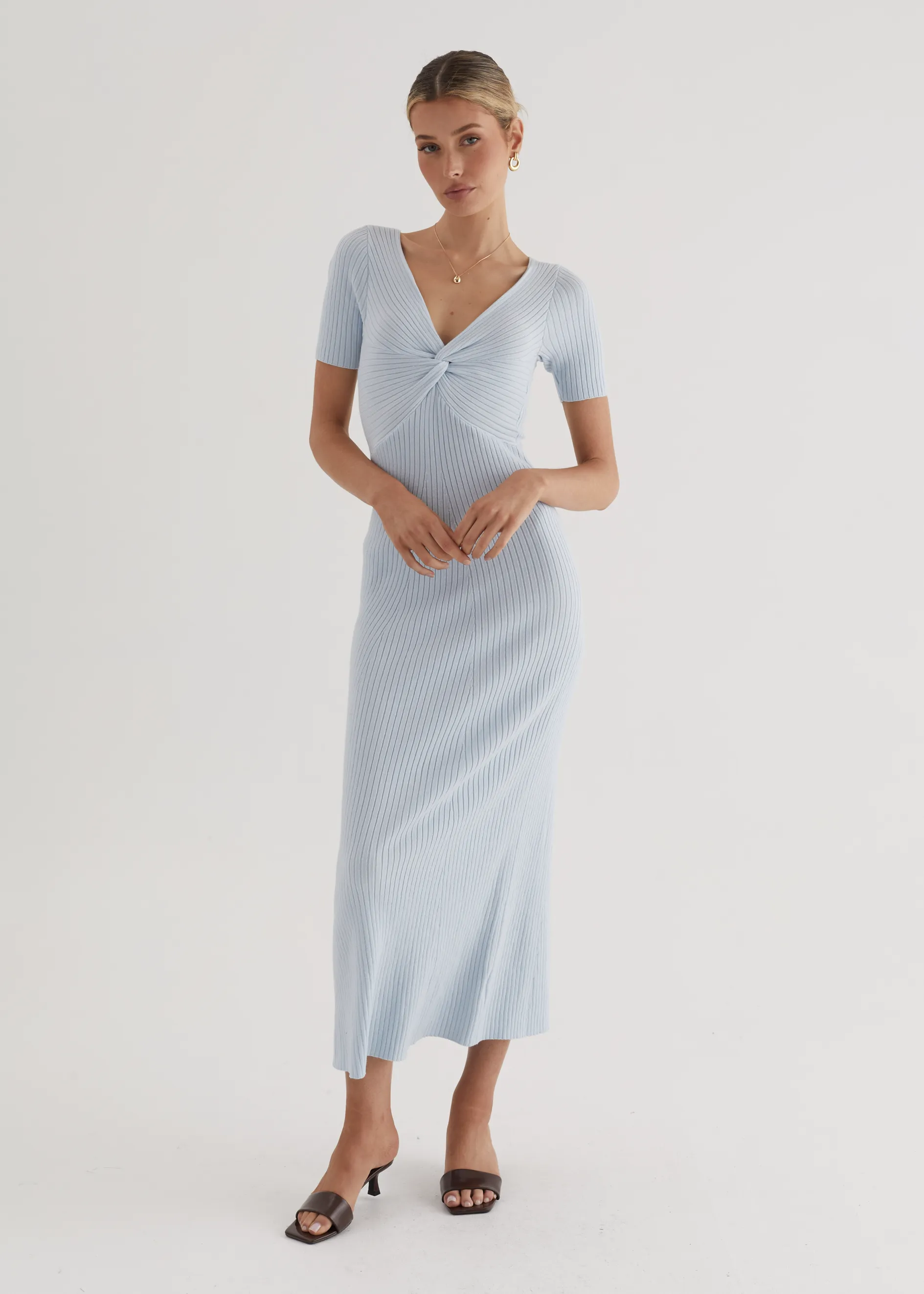 Jayden Knit Midi Dress - Powder Blue