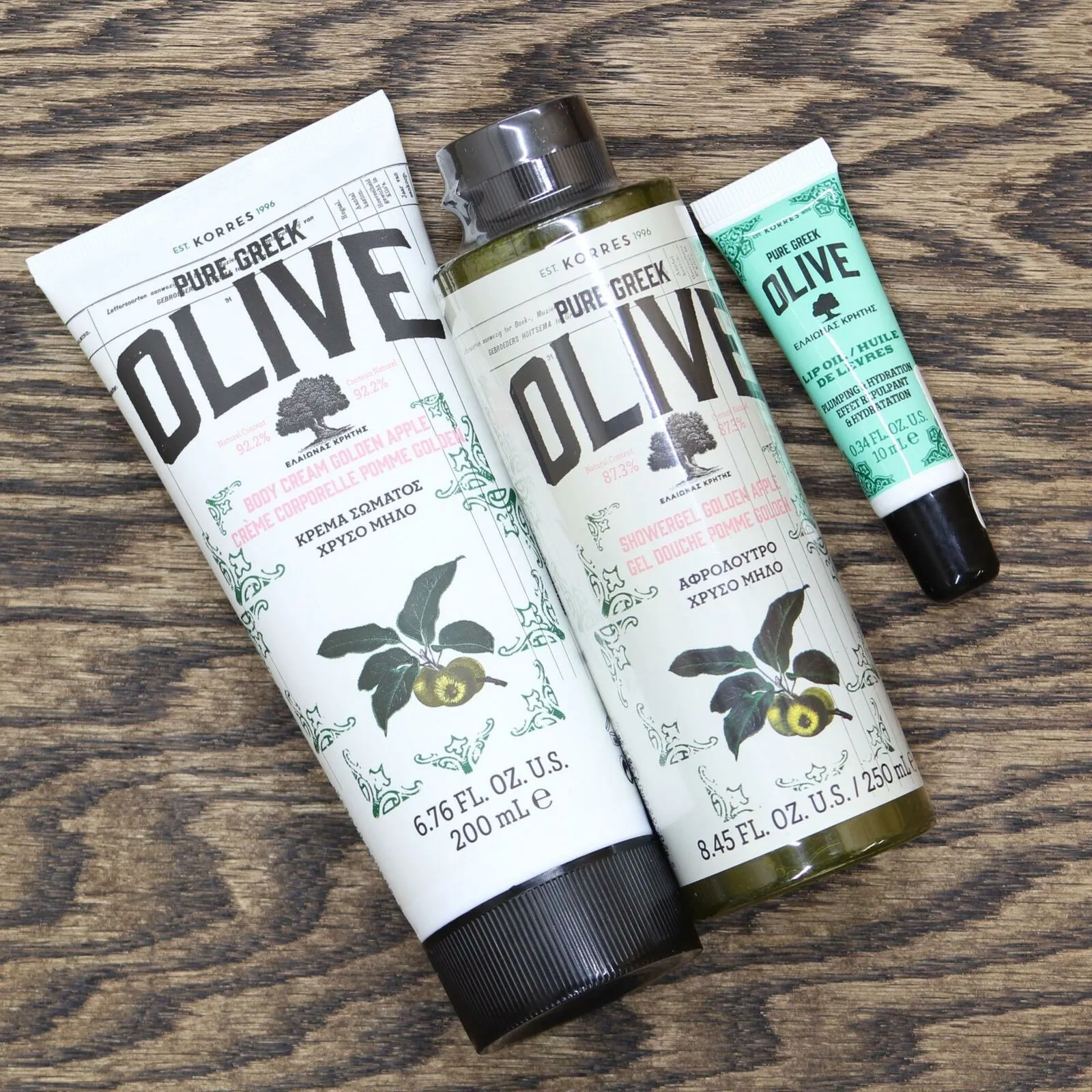Korres Pure Greek Olive Golden Apple SET Showergel   Body Cream   Lip Oil