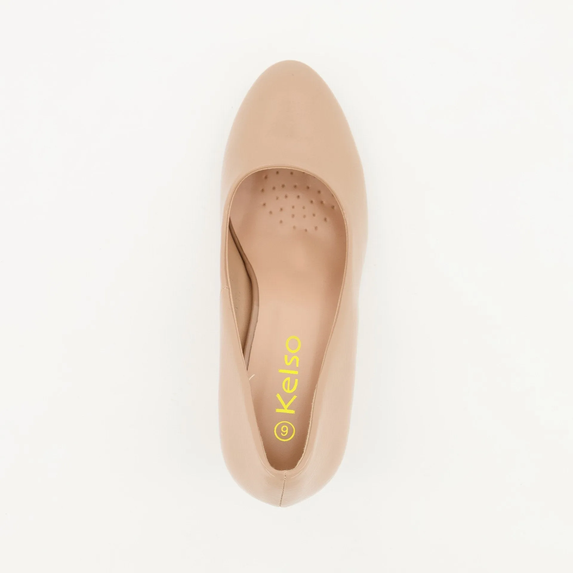 Ladies Almond Toe Midi Block Heels - Nude