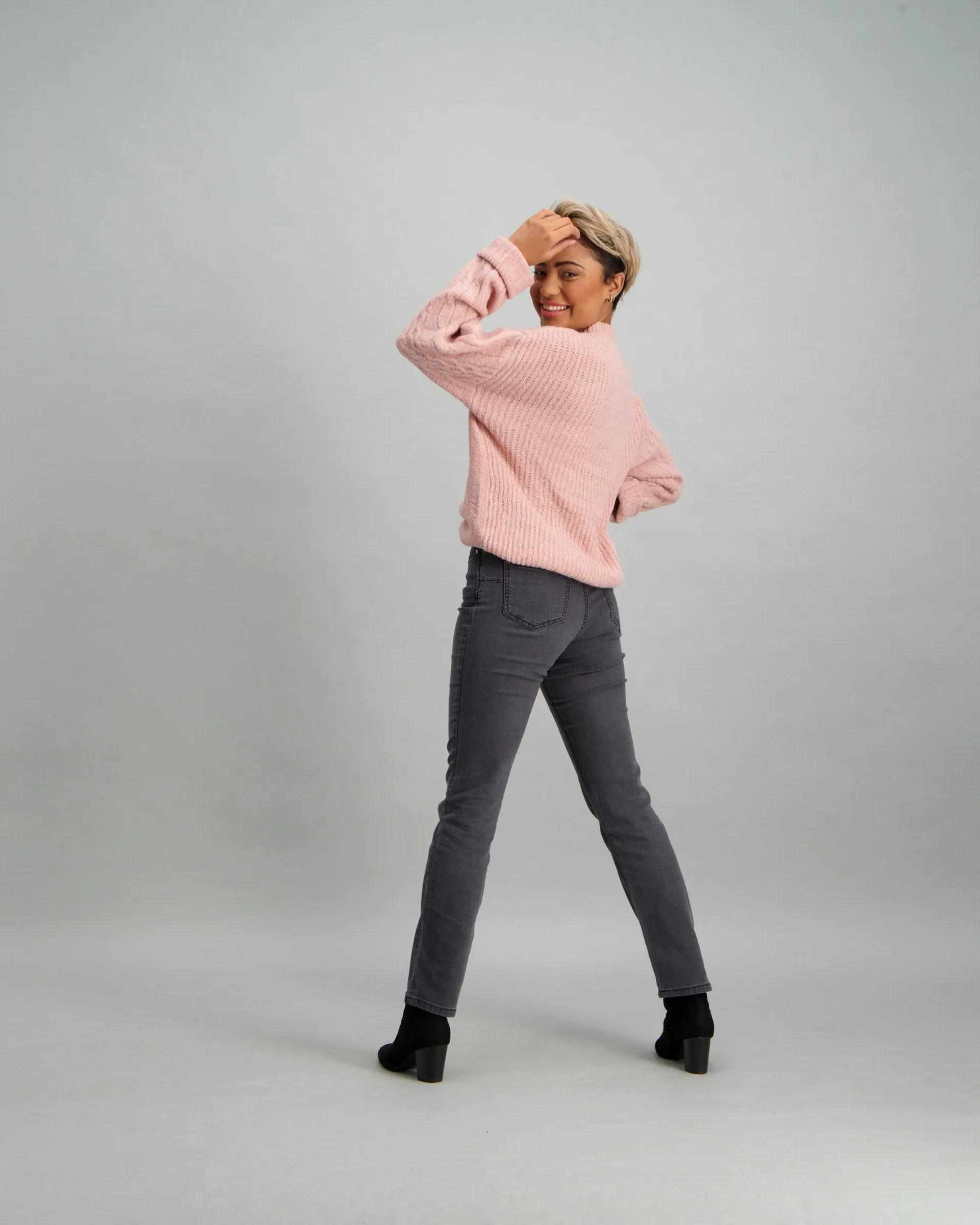 Ladies Chenille High Neck Pullover - Blush