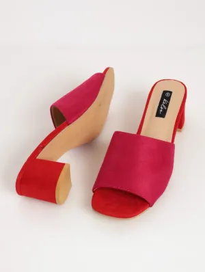 Ladies Colourblock Low Block Heel Push-In Mule