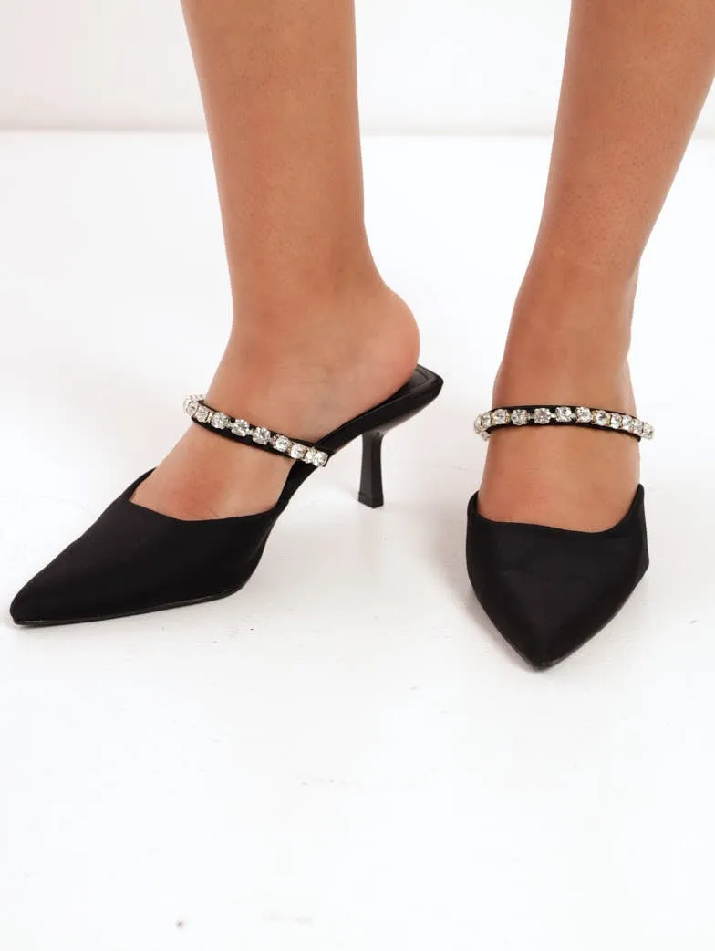Ladies Low Shaped Stiletto Court Push-In Heel - Black