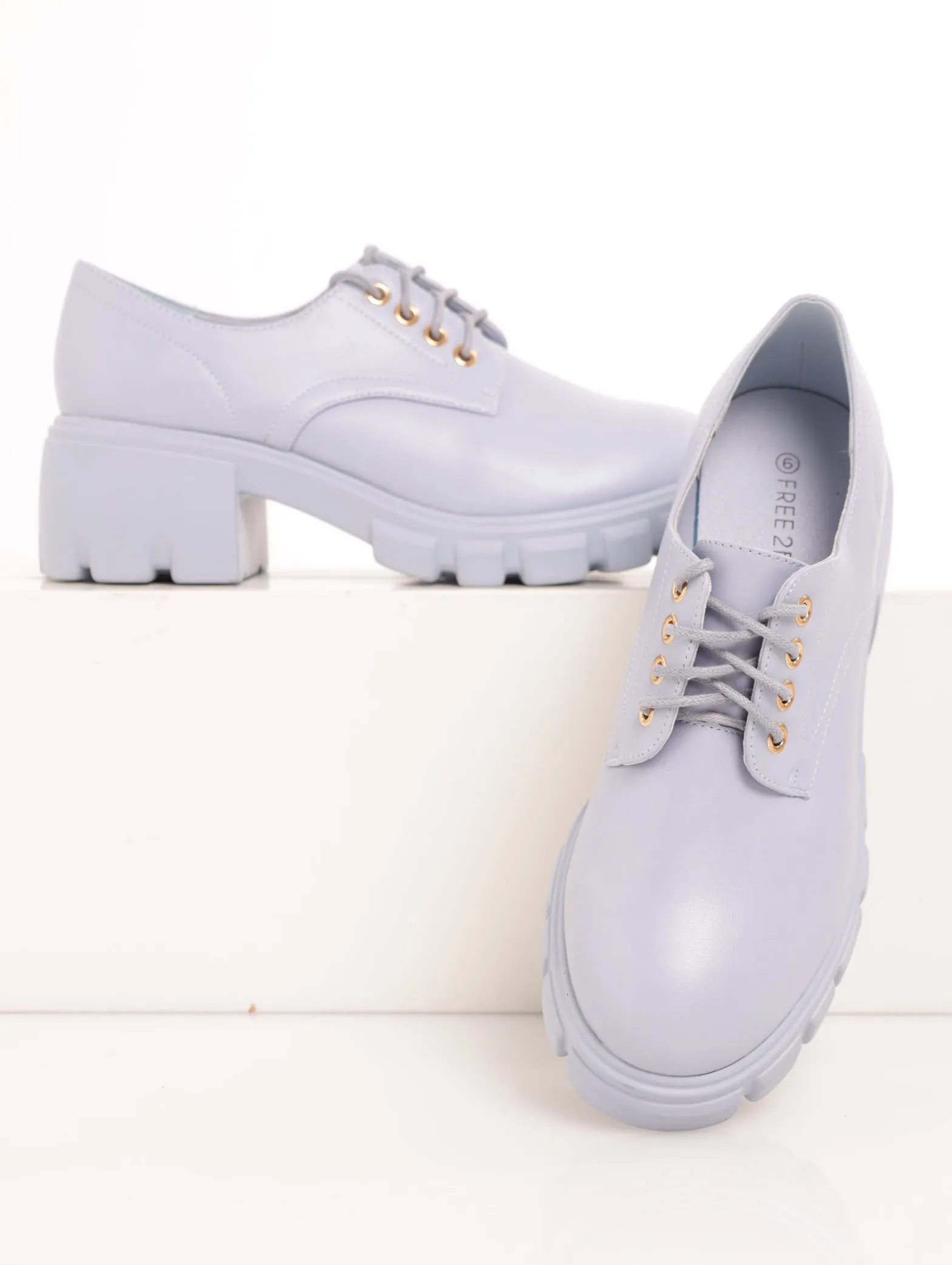 Ladies Plain Oxford Lace-Up Shoe - Blue