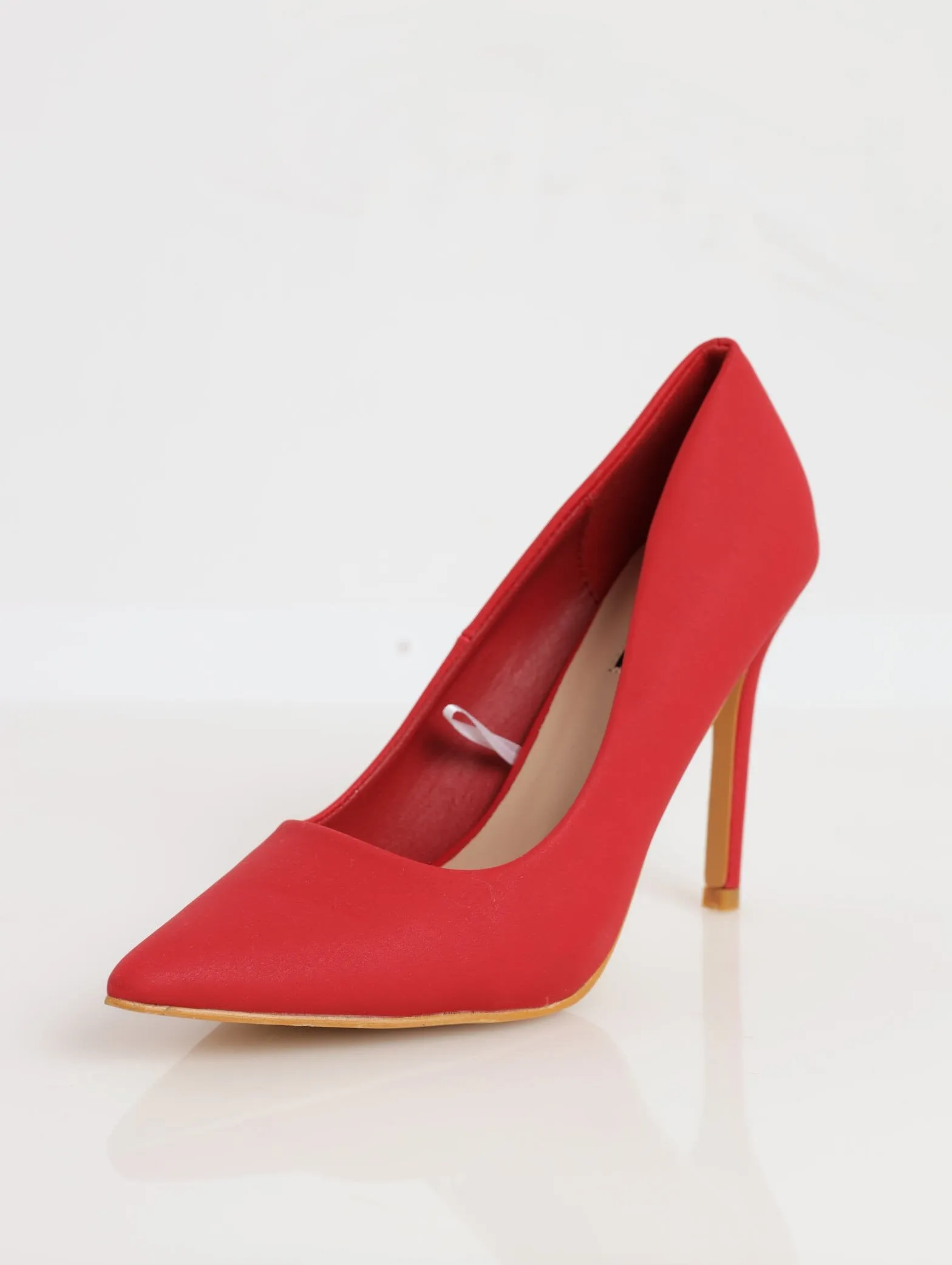 Ladies Plain Pointed Court Stiletto Heel - Red
