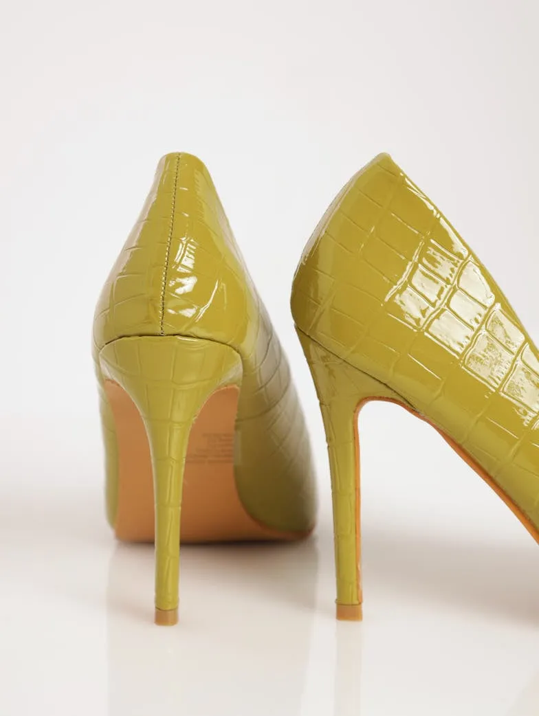 Ladies Textured Stiletto Pointy Court Heel - Chartresue