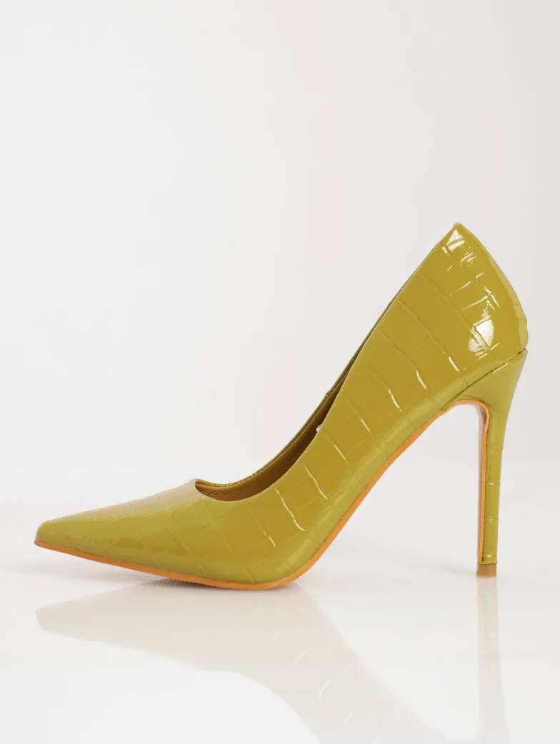 Ladies Textured Stiletto Pointy Court Heel - Chartresue