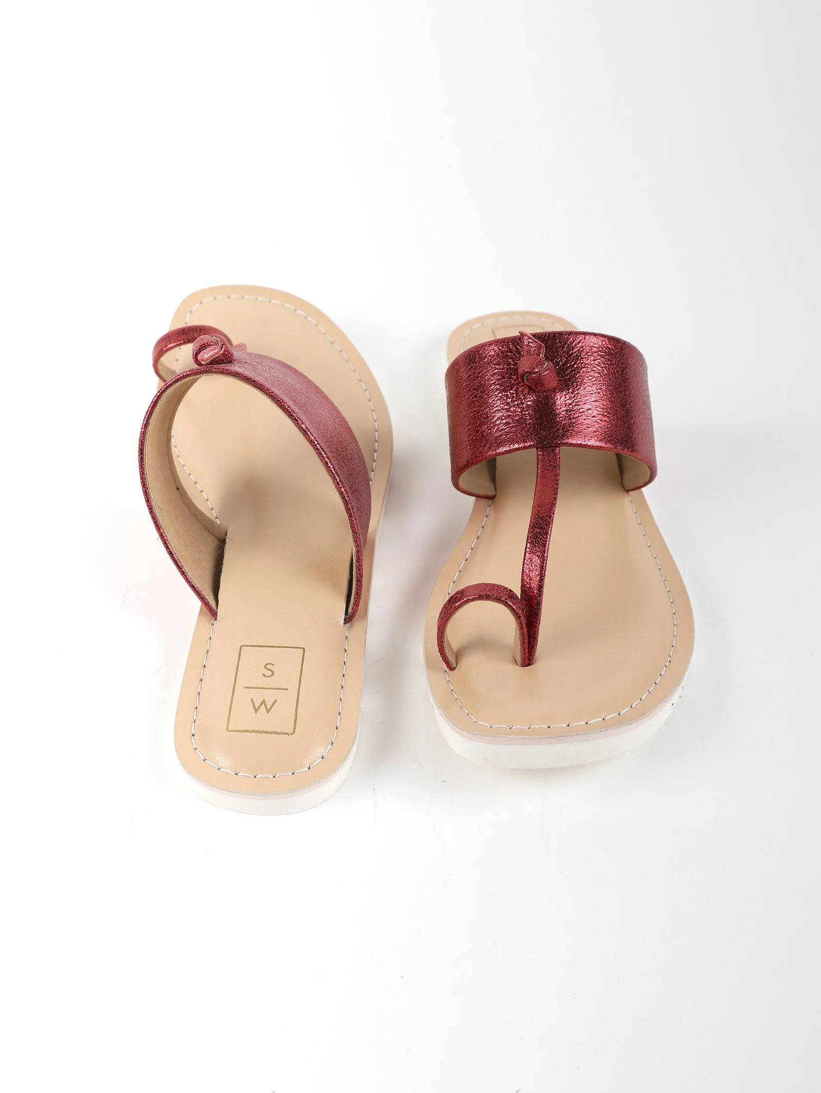 Lalli Red Metallic Flatform Sandals