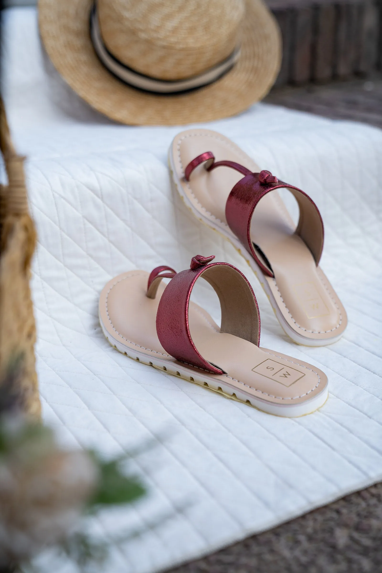 Lalli Red Metallic Flatform Sandals