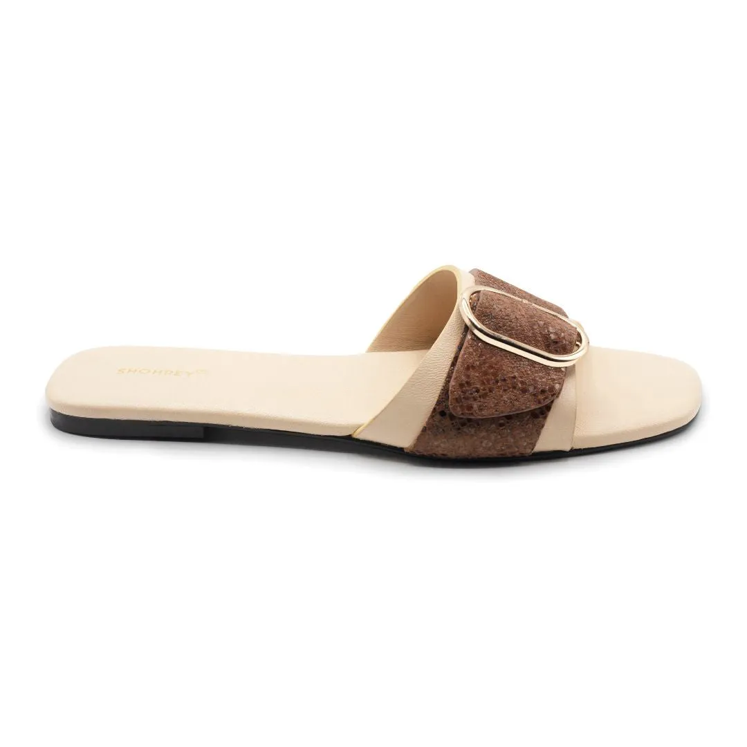 Laredo - Brown - Snake Pattern Leather Slides