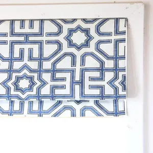 Latice Geometric Navy Flat Roman Shade/CL1067